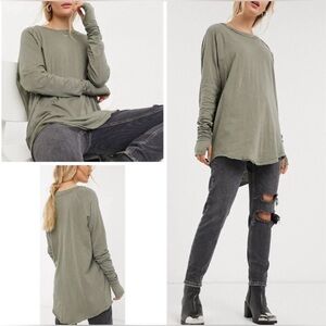 Closeout!▪️NWOT Free People Arden Staple Tee-Washed Army